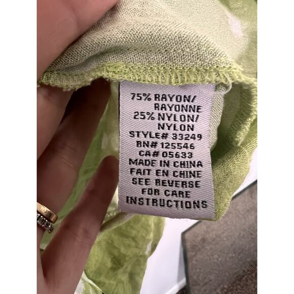 Habitat Lime Green Polka Dot Button Front Blouse Jacket Large Lagenlook - Picture 4 of 4